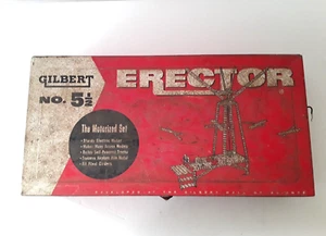 Vintage 1950’s A.C. Gilbert Motorized Erector Set No 5 1/2 With Metal Box - Picture 1 of 4