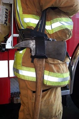LINE2design Fire Axe Holder – Firefighter Heavy Duty Leather Axe Cradle - Black