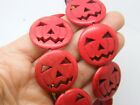 13 Red pumpkin jack o lantern 30mm Halloween beads SK33