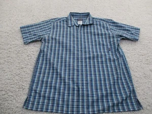 Patagonia Shirt Mens Large Blue Button Seersucker Organic Cotton Polyester A2 - Picture 1 of 9