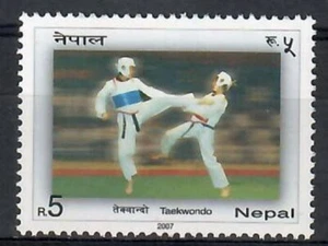 Estampilla deportiva de artes marciales de taekwondo de Nepal 2007 MNH - Imagen 1 de 2