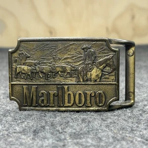 Vintage Marlboro Messing Gürtelschnalle Cowboy Viehtrieb Western Rodeo Stil - Bild 1 von 23