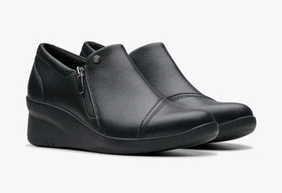 Clarks Suttyn Zip Ladies Black Leather Wedges Shoes UK Size 5 D EUR 38. - Image 1 of 4