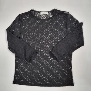 Central Park West Langarm-Bluse Oberteil Damen M schwarz Spitze transparent - Bild 1 von 4