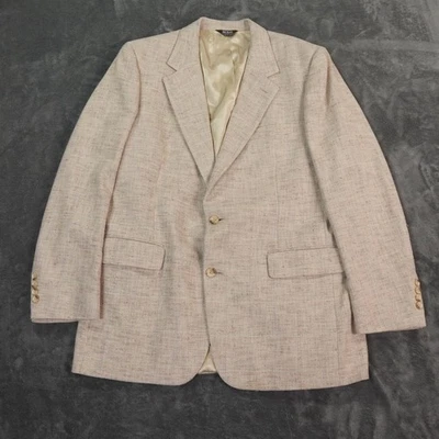 VTG Bill Blass Blazer Mens 42 Long? Sport Coat Beige Textured Linen? USA Made - Image 1 of 4