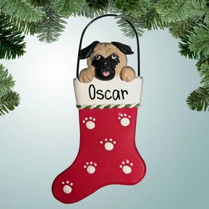 Pug in Stocking - Dog - New Puppy - Pet - Personalized Ornament - Picture 1 of 1
