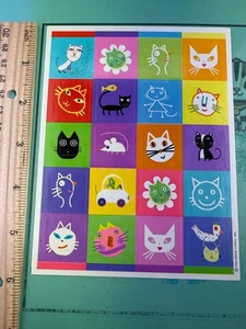Vintage Sticker Sheet-Sketchy Cats - Picture 1 of 1