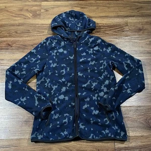 Uniqlo Jacke Camouflage Full Zip Fleece Blau Grau Langarm Pullover Herren Large - Bild 1 von 5