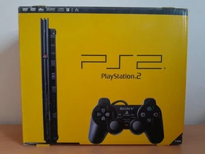 Sony PlayStation 2 PS2 Slim Schwarz Konsole Nur Umkarton Top Zustand - Bild 1 von 8