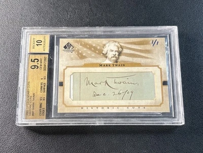 MARK TWAIN BGS 9.5 2005 SP LEGENDARY CUTS HISTORIC CUTS AUTO 1/1 - Image 1 of 2