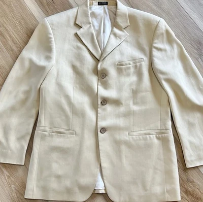 Blazer Joseph & Feiss 100% seda estilo madeira botões praia costa preppy 40S - Imagem 1 de 4