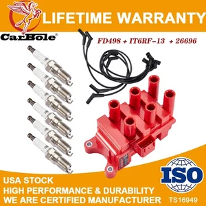 For 2001-2008 F-150 V6 4.2L HIGH PERFORMANCE Ignition Coil + Spark plug & Wires - Picture 1 of 20