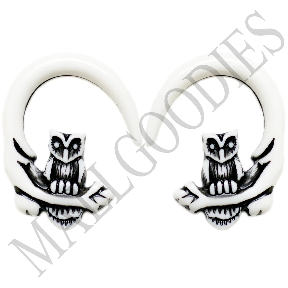 0679 Espiral Coruja Cônica Expansor Maca Plugues Medidores Argolas 4G 5mm Branco Preto - Imagem 1 de 1