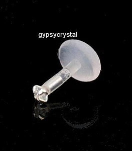 Clear Prong 2mm Gem Bio Flex Stud Labret Ear Tragus Helix Lobe 16g 8mm #AC - Picture 1 of 1