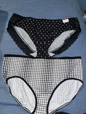 Juego de 2 bragas hipster de algodón Lane Bryant 18/20 NUEVO CON ETIQUETA negro Polk A Dot Foto 1 de 2