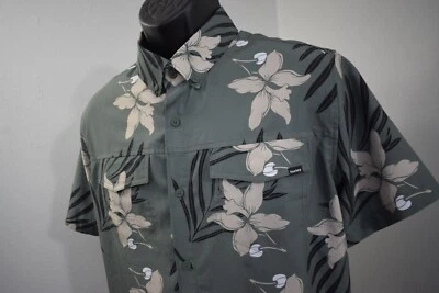 Camisa Hurley Floral Abotonada Manga Corta Absorbente Rendimiento Para Hombre Talla Grande Foto 1 de 4