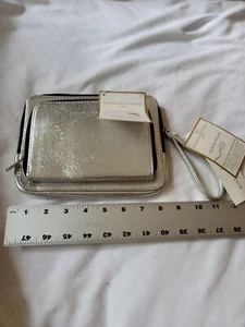 Adrienne Vittadini Silver Metalic Clutch Front Pocket Charger 0000000481 - Picture 1 of 6