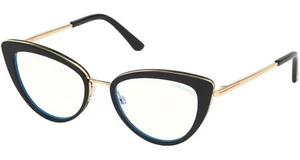 New Tom Ford Reading Glasses TF 5580-B 001 53-19 Black Gold CatEye Frame Readers - Picture 1 of 5