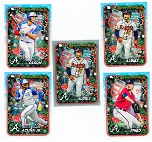 2024 Topps Holiday Braves Lot (5) - Acuña Jr, Olson, Albies Parallels & More - Picture 1 of 2