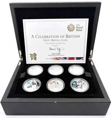 Reino Unido 2012 - Juego oficial de prueba de plata de 5 OZ (6) - CELEBRACIÓN DE GRAN Bretaña Foto 1 de 4