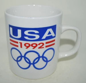 1992 USA Olympic Logo Coffee Mug Cup Ceramic Collectors Item White Vintage - Picture 1 of 6