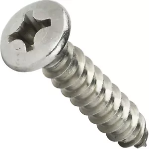 #8 x 1" Self Tapping Sheet Metal Screws Oval Head Stainless Steel Qty 25 - Picture 1 of 7