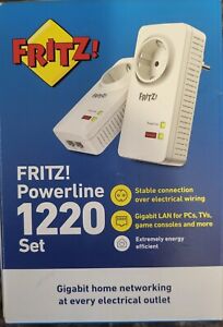 AVM Fritz! Powerline 1220 Set Kit Di 2 Adattatori Con Presa Passante, Fino A 12