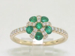 Smaragd Brillant Ring 585 Gelbgold 14Kt 6 Smaragde 0,62ct 26 Brillanten 0,29ct - Bild 1 von 6