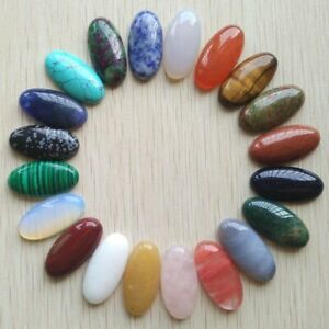 20pcs Oval Shape Cabochons Beads 15x30mm Assorted Natural Stone Bead Jewelry Mak