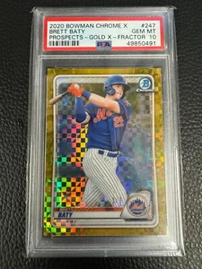 2020 Bowman ChromeX Brett Baty Prospects Gold X Fractor #247 #3/3 PSA 10 - Bild 1 von 3