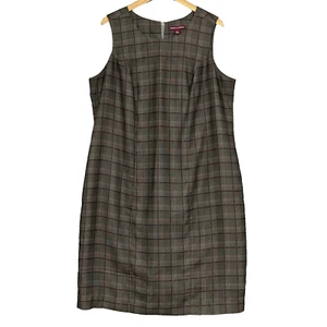 Vintage Jessica London Womens Dress Plus 18 Gray Plaid Sheath Preppy Academia - Picture 1 of 13