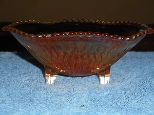 JEANNETTE Footed Glass Pedestal Bowl MARIGOLD CANDY DISH Bead Edge c.1940 - Picture 1 of 12