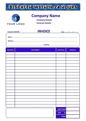PERSONALISED DUPLICATE INVOICE BOOK A5 WITH CARBON 50 SETS *BUY 5 GET 1 FREE