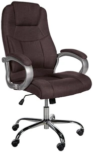 XL Chefsessel 150 kg belastbar Stoff braun Bürostuhl Drehstuhl hochwertig stabil - Bild 1 von 7