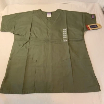 Cherokee scrub women 3 Pocket V-Neck Top olive green XS #4700 - Image 1 of 4