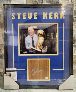 STEVE KERR GOLDEN STATE WARRIORS SIGNED AUTOGRAPH FLOOR MATTED & FRAMED JSA COA - Picture 1 of 4