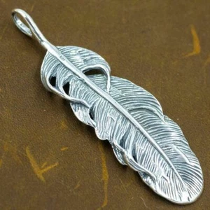 2-seitiger 3D Feder Taube Adler Papagei echt 925 Sterling Silber Ag Anhänger - Bild 1 von 7