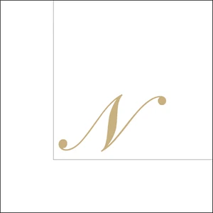 Tovaglioli con iniziale Lettera N dorata 25x25 cm in carta 2 veli - Foto 1 di 1