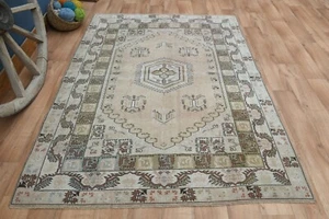 5.2x7 ft, MEDALLION OUSHAK RUG, Wool Rug, Handmade Rug, Living Room Rug, 5x7 Rug - Picture 1 of 10