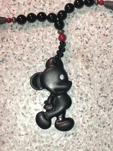 23 ZOLL SCHWARZE OUNYX HALSKETTE MIT MICKEY MOUSE UND STERLING BALI PERLEN - Bild 1 von 5
