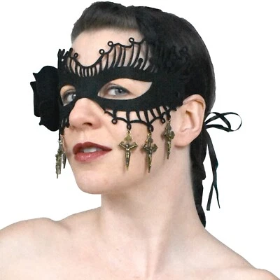 Venezianische Gothic AUGENMASKE mit Kreuze* Halloween * Kostüm Karneval - Bild 1 von 4