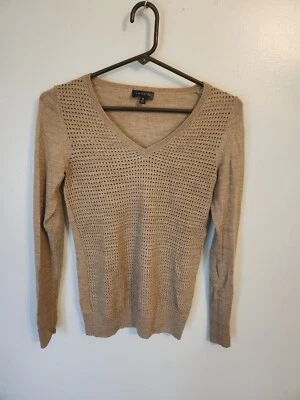 The Limited Merino Wool Brown Light Tan V-Neck Sweater Size XS - Image 1 of 4