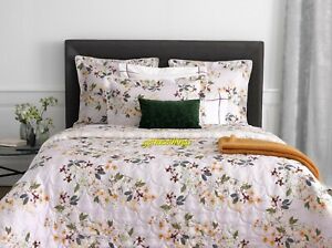 Yves Delorme Louise Amande Queen Fitted Sheet Vines White Green 100% Cotton NWT