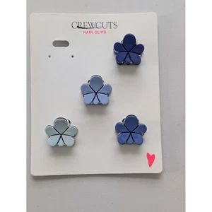 J. Crew Girls Ditsy Flower Hair Clip Pack Set of 4 Blue Multi New CF334 - Picture 1 of 3