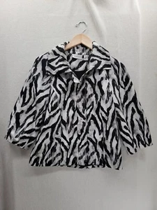 Chico's Damara Zebra schwarz & weiß 3/4 Ärmel Jacke Oberteil Größe-0/US-4 - Bild 1 von 7