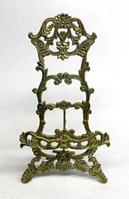 Caballete estilo victoriano vintage latón ornamentado placa floral soporte para fotos 12" Foto 1 de 4