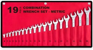 19-Piece Complete Metric Combination Wrench Set in Roll-up Pouch Sizes 6 - 24mm - Picture 1 of 7