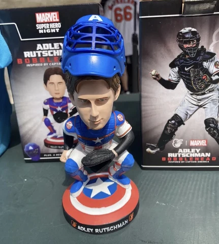 Adley Rutschman Captain America Baltimore Orioles SGA 6/10/23 Bobblehead Cover