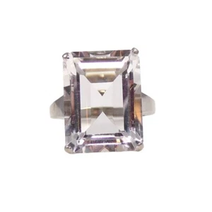 Anillo de cóctel grande de cuarzo blanco de oro liso de 10 K talla 4,25 - Imagen 1 de 6