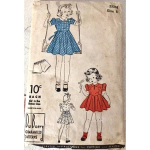 30er Jahre Vintage Mädchen Kleid Muster, Größe 8, 1939, DuBarry 23268 - Bild 1 von 1
